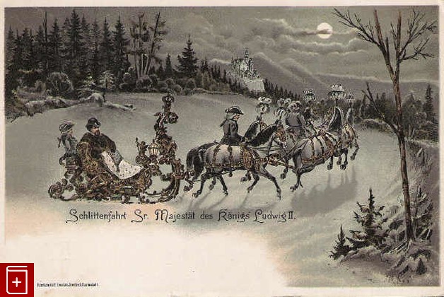 Schlittenfahrt Sr  Majestat des Ronigs Ludwig 2, , , , книга, купить,  аннотация, читать: фото №1, старинная открытка, антикварная открытка, дореволюционная открытка