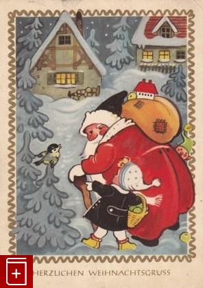 Встреча Рождества  Herzlichen Weihnachtsgruss, , , , книга, купить,  аннотация, читать: фото №1, старинная открытка, антикварная открытка, дореволюционная открытка