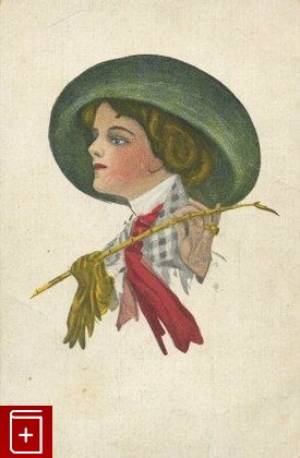 Девушка в зелёной шляпе, , , , книга, купить,  аннотация, читать: фото №1, старинная открытка, антикварная открытка, дореволюционная открытка