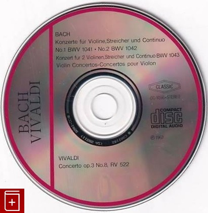 CD Bach,  Vivaldi Violin Konzerte (CC-1056) Classical, , , компакт диск, купить,  аннотация, слушать: фото №2