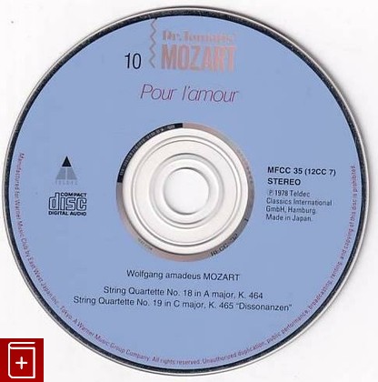 CD MOZART Pour Lamour (1978) JAPAN (MFCC 35)  Classical, , , компакт диск, купить,  аннотация, слушать: фото №2