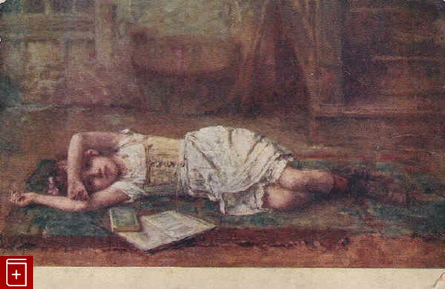 Лежащая девочка, , , , книга, купить,  аннотация, читать: фото №1, старинная открытка, антикварная открытка, дореволюционная открытка